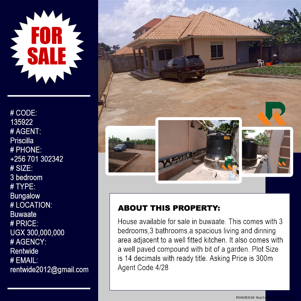 3 bedroom Bungalow  for sale in Buwaate Wakiso Uganda, code: 135922