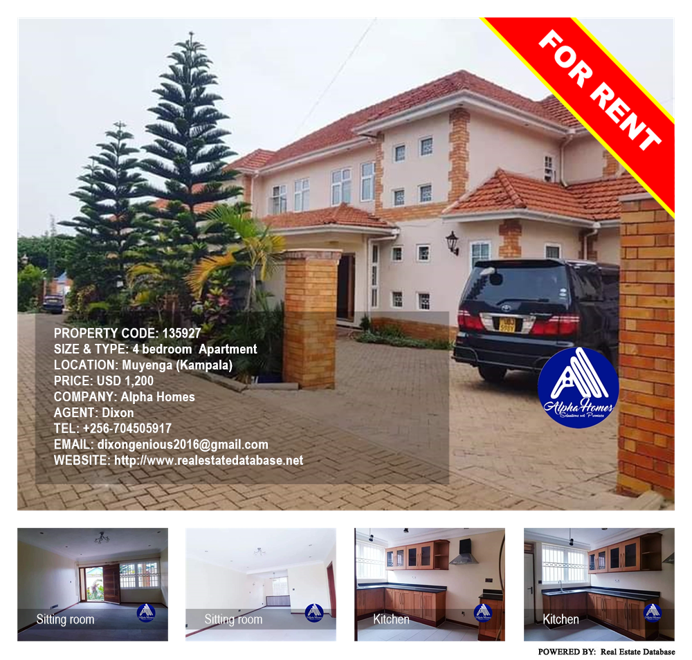 4 bedroom Apartment  for rent in Muyenga Kampala Uganda, code: 135927