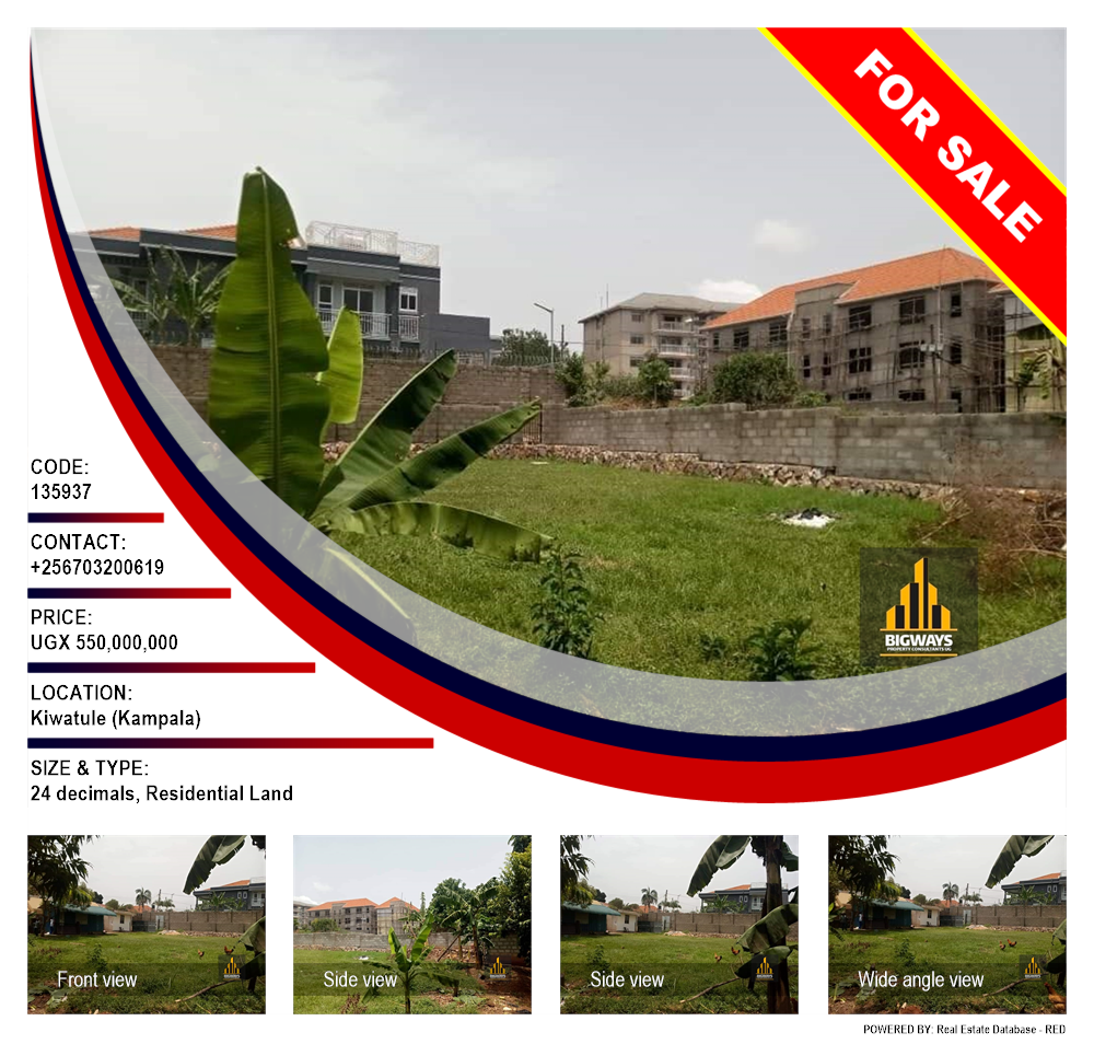 Residential Land  for sale in Kiwaatule Kampala Uganda, code: 135937