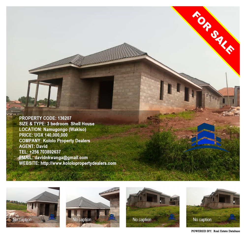 3 bedroom Shell House  for sale in Namugongo Wakiso Uganda, code: 136207