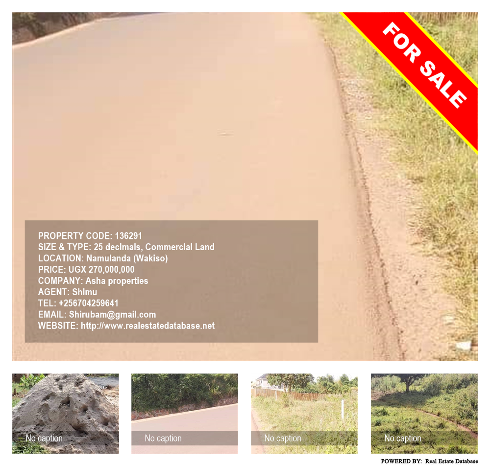 Commercial Land  for sale in Namulanda Wakiso Uganda, code: 136291