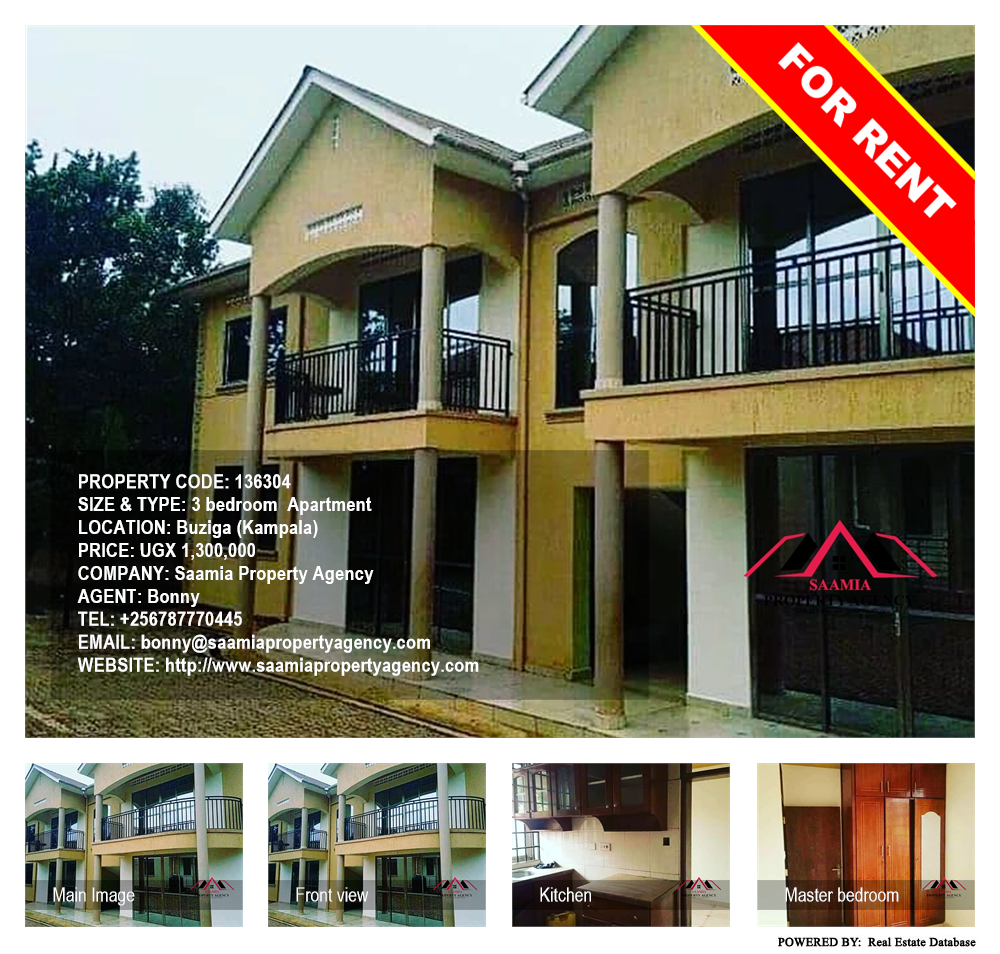 3 bedroom Apartment  for rent in Buziga Kampala Uganda, code: 136304