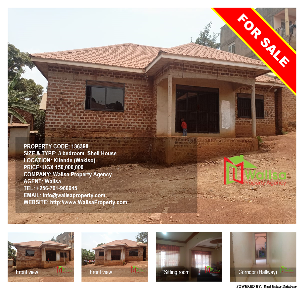 3 bedroom Shell House  for sale in Kitende Wakiso Uganda, code: 136398