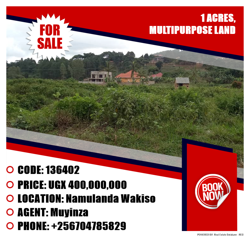 Multipurpose Land  for sale in Namulanda Wakiso Uganda, code: 136402