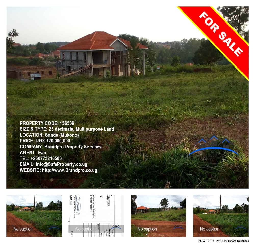 Multipurpose Land  for sale in Sonde Mukono Uganda, code: 136536