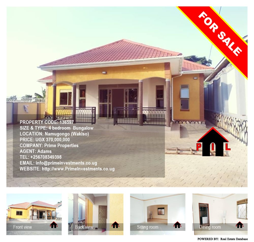 4 bedroom Bungalow  for sale in Namugongo Wakiso Uganda, code: 136597