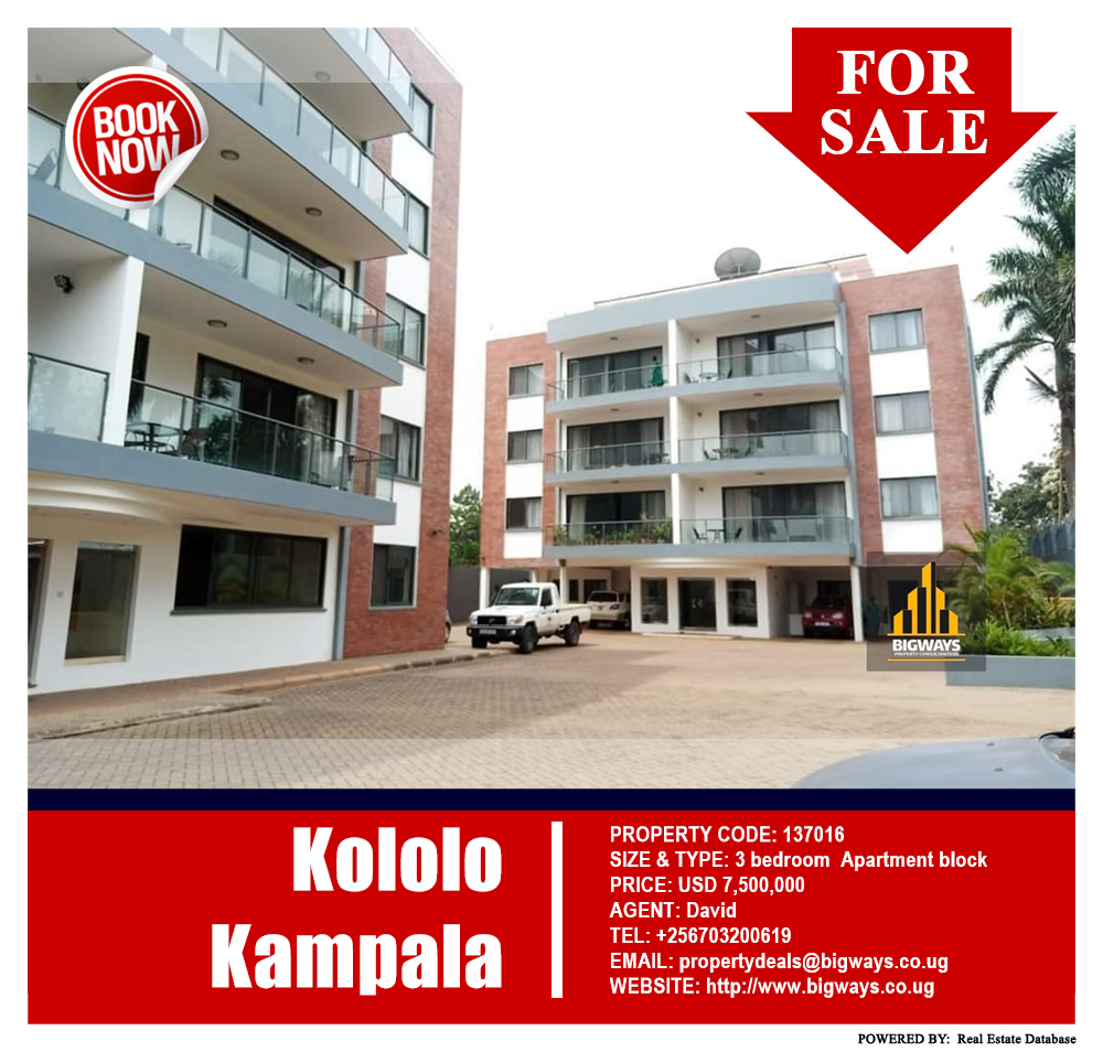 3 bedroom Apartment block  for sale in Kololo Kampala Uganda, code: 137016
