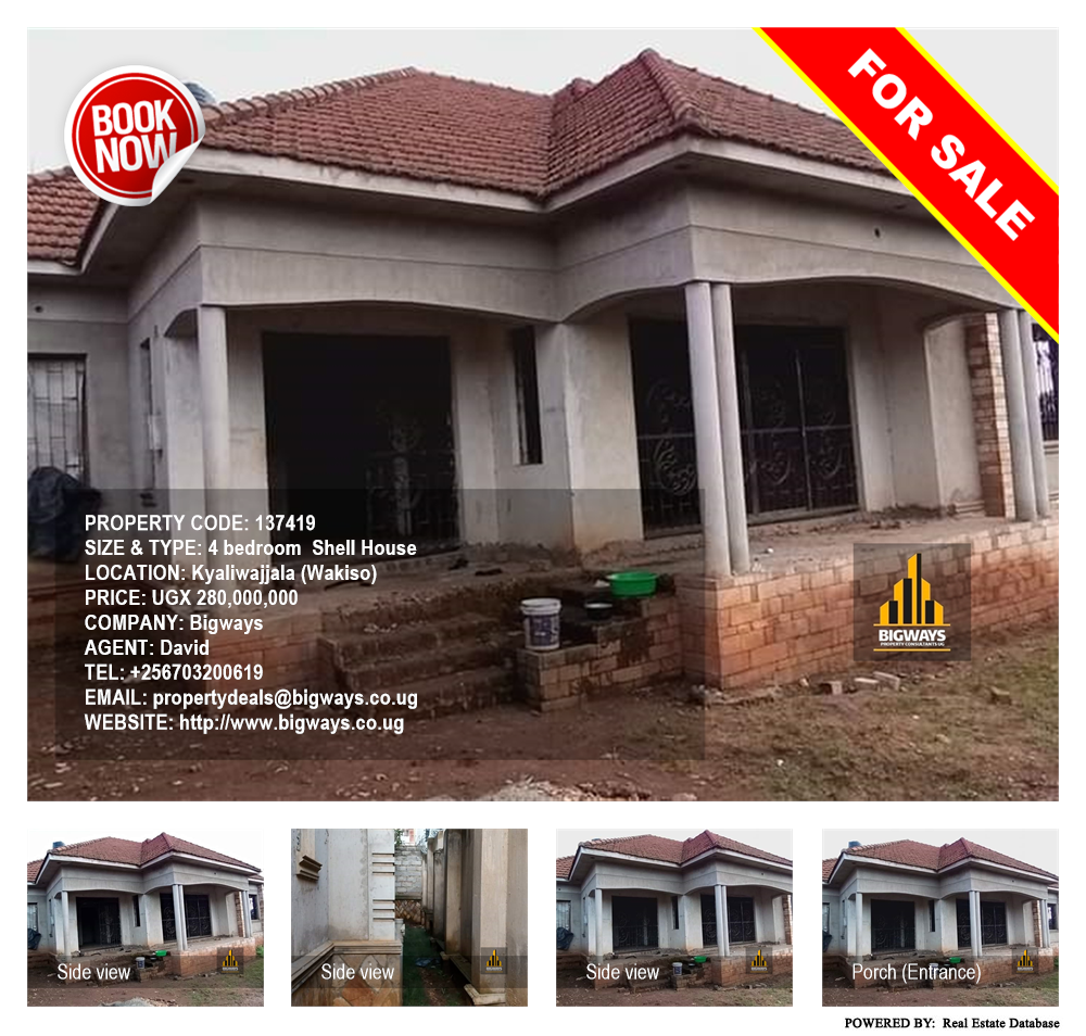 4 bedroom Shell House  for sale in Kyaliwajjala Wakiso Uganda, code: 137419