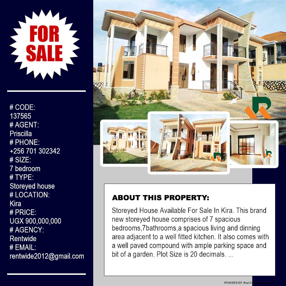 7 bedroom Storeyed house  for sale in Kira Wakiso Uganda, code: 137565
