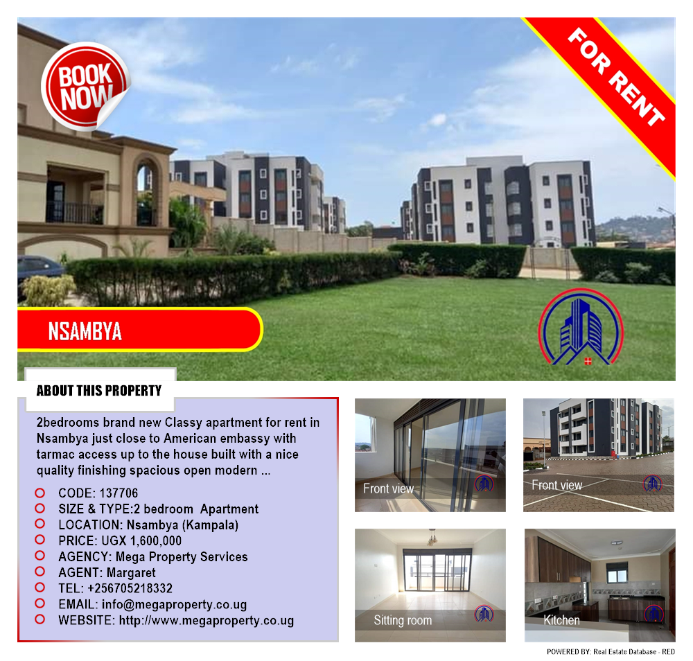 2 bedroom Apartment  for rent in Nsambya Kampala Uganda, code: 137706