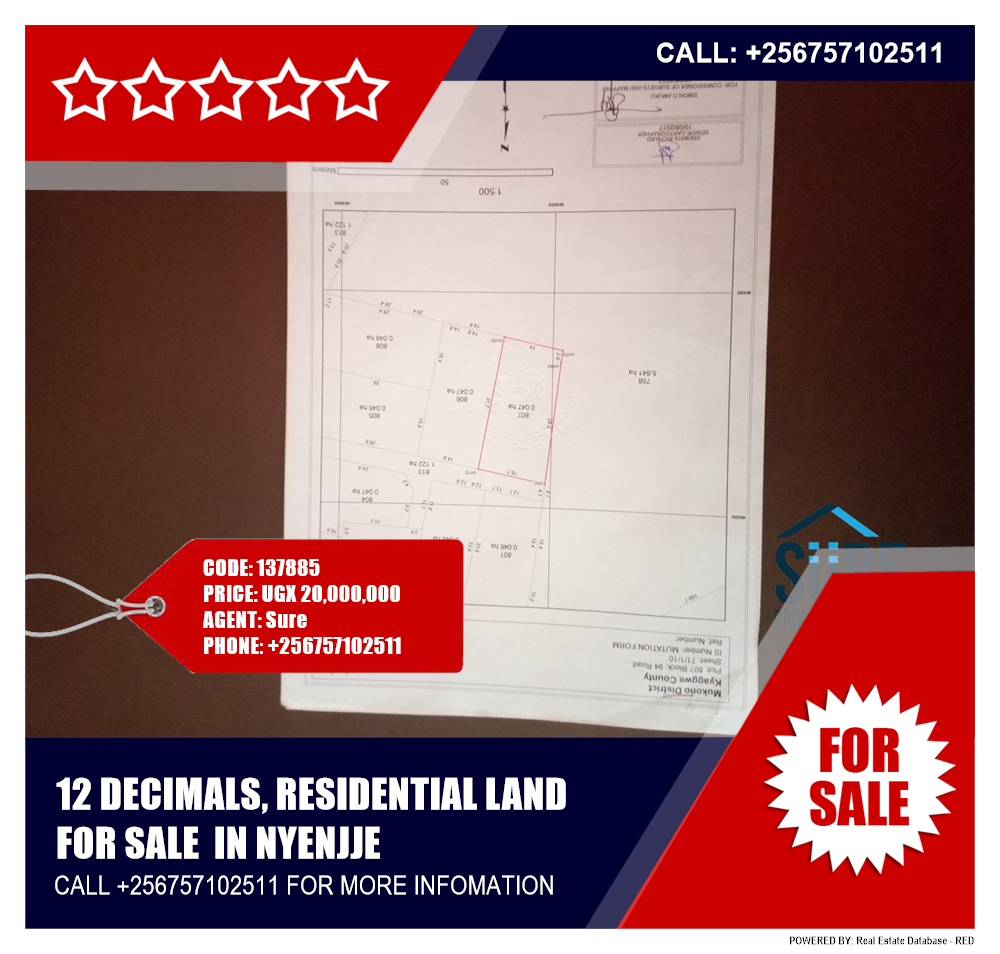 Residential Land  for sale in Nyenjje Mukono Uganda, code: 137885