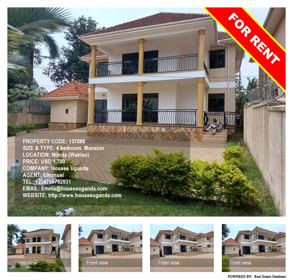 4 bedroom Mansion  for rent in Ntinda Wakiso Uganda, code: 137886