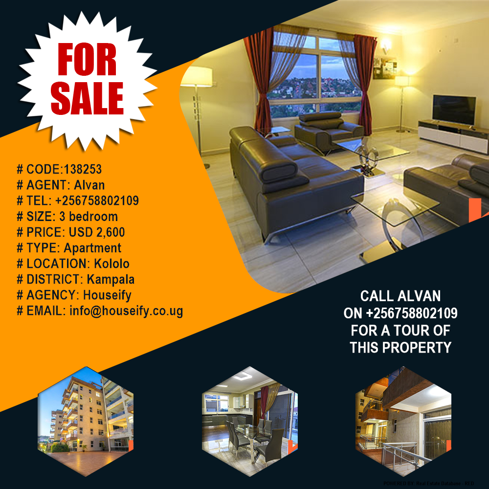 3 bedroom Apartment  for rent in Kololo Kampala Uganda, code: 138253