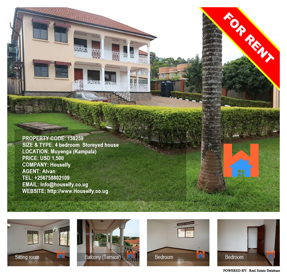 4 bedroom Storeyed house  for rent in Muyenga Kampala Uganda, code: 138259