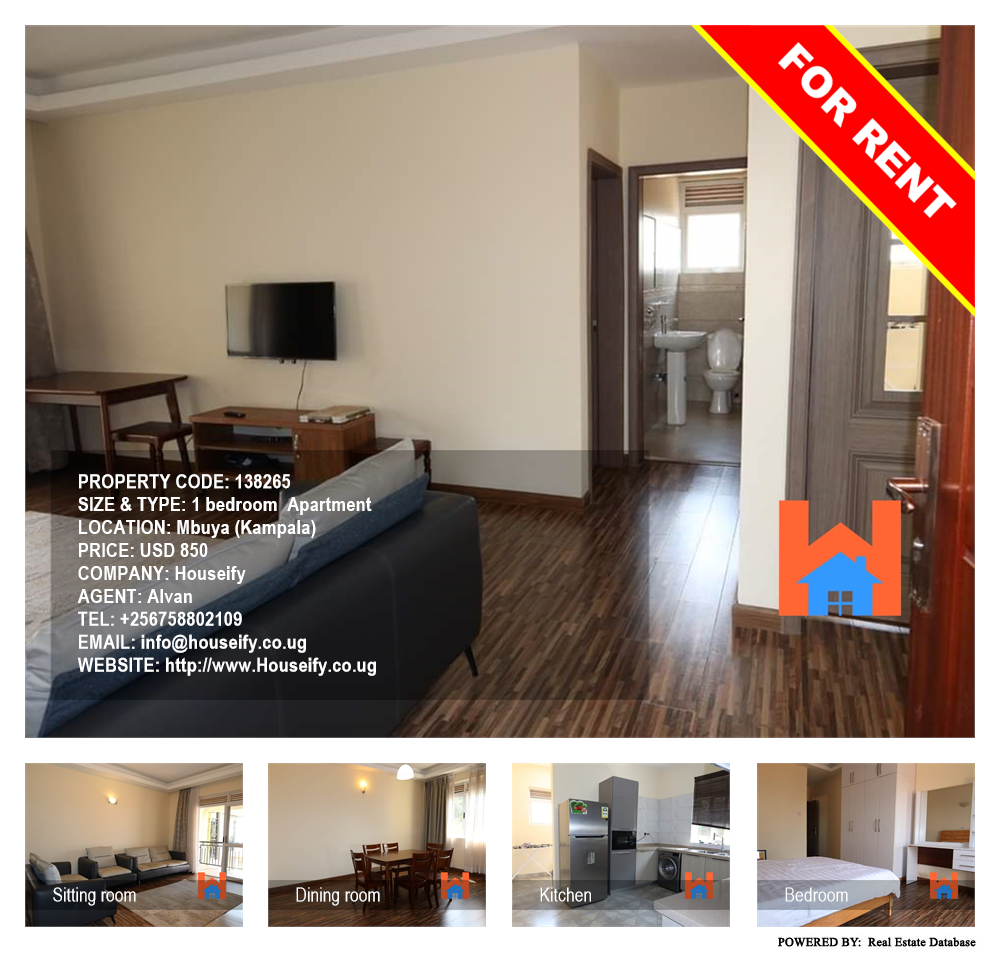 1 bedroom Apartment  for rent in Mbuya Kampala Uganda, code: 138265
