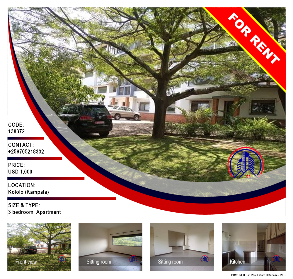 3 bedroom Apartment  for rent in Kololo Kampala Uganda, code: 138372