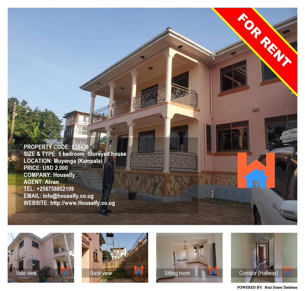 5 bedroom Storeyed house  for rent in Muyenga Kampala Uganda, code: 138436