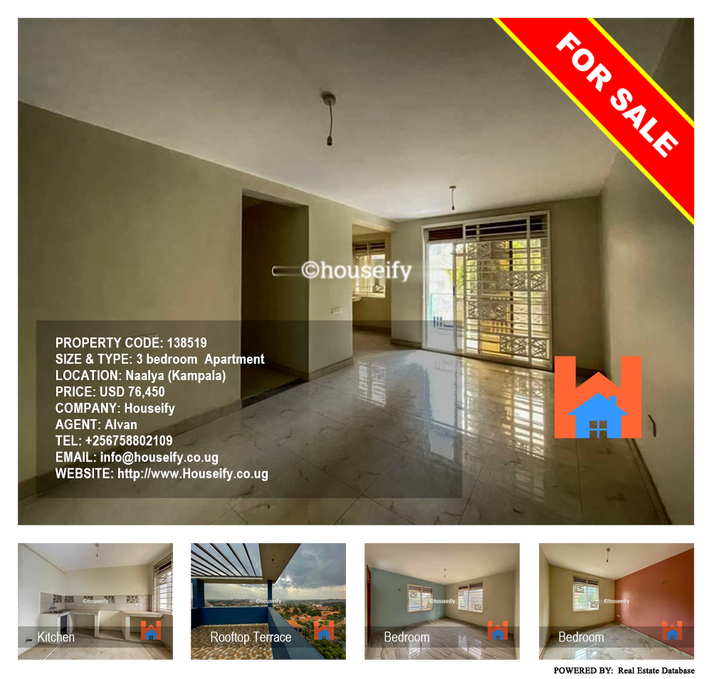3 bedroom Apartment  for sale in Naalya Kampala Uganda, code: 138519