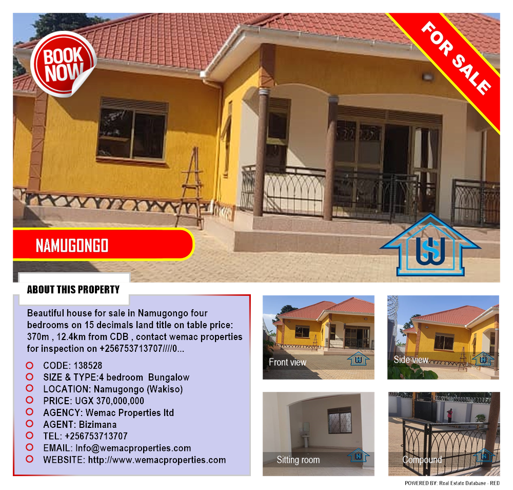 4 bedroom Bungalow  for sale in Namugongo Wakiso Uganda, code: 138528