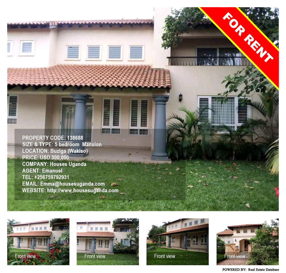 5 bedroom Mansion  for rent in Buziga Wakiso Uganda, code: 138688
