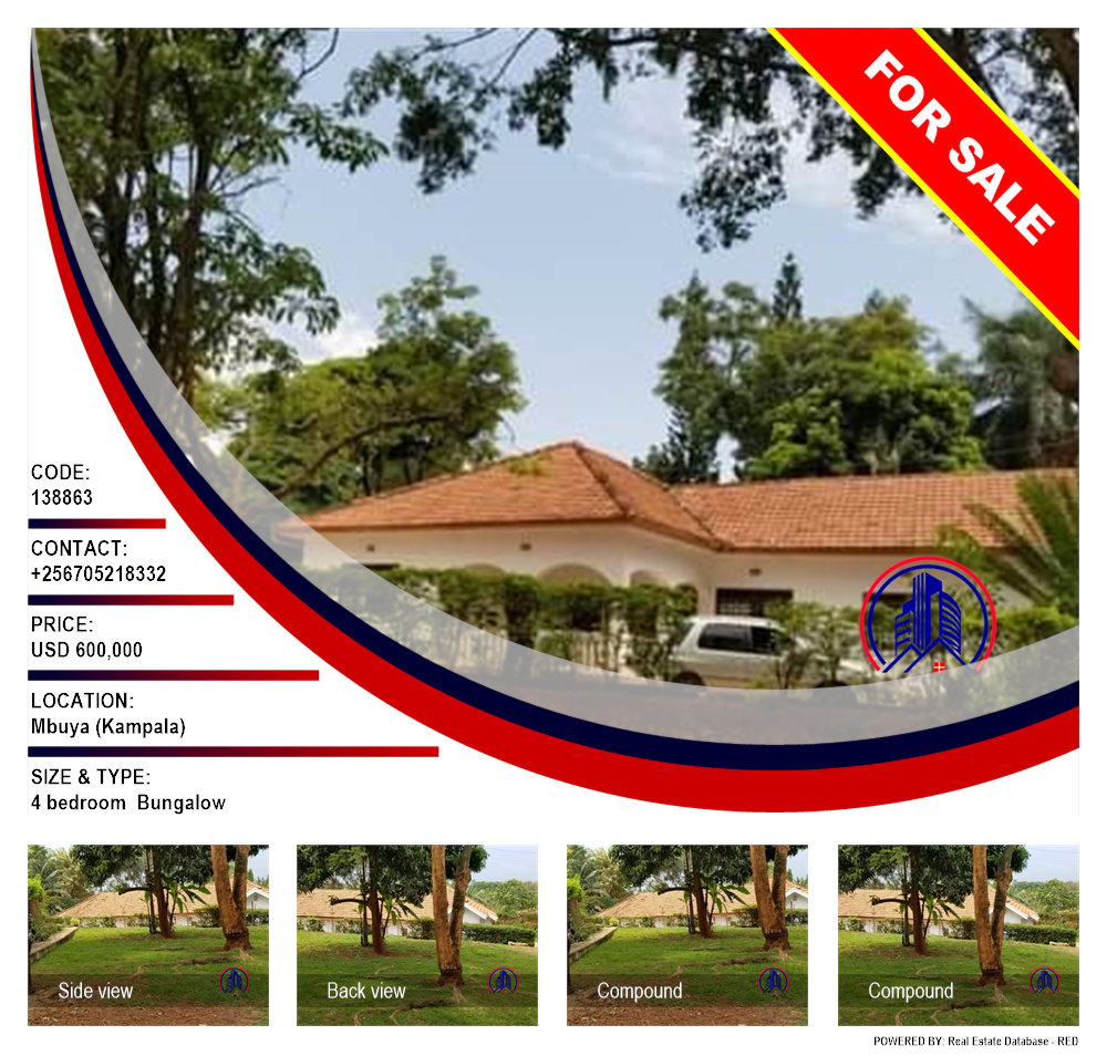 4 bedroom Bungalow  for sale in Mbuya Kampala Uganda, code: 138863