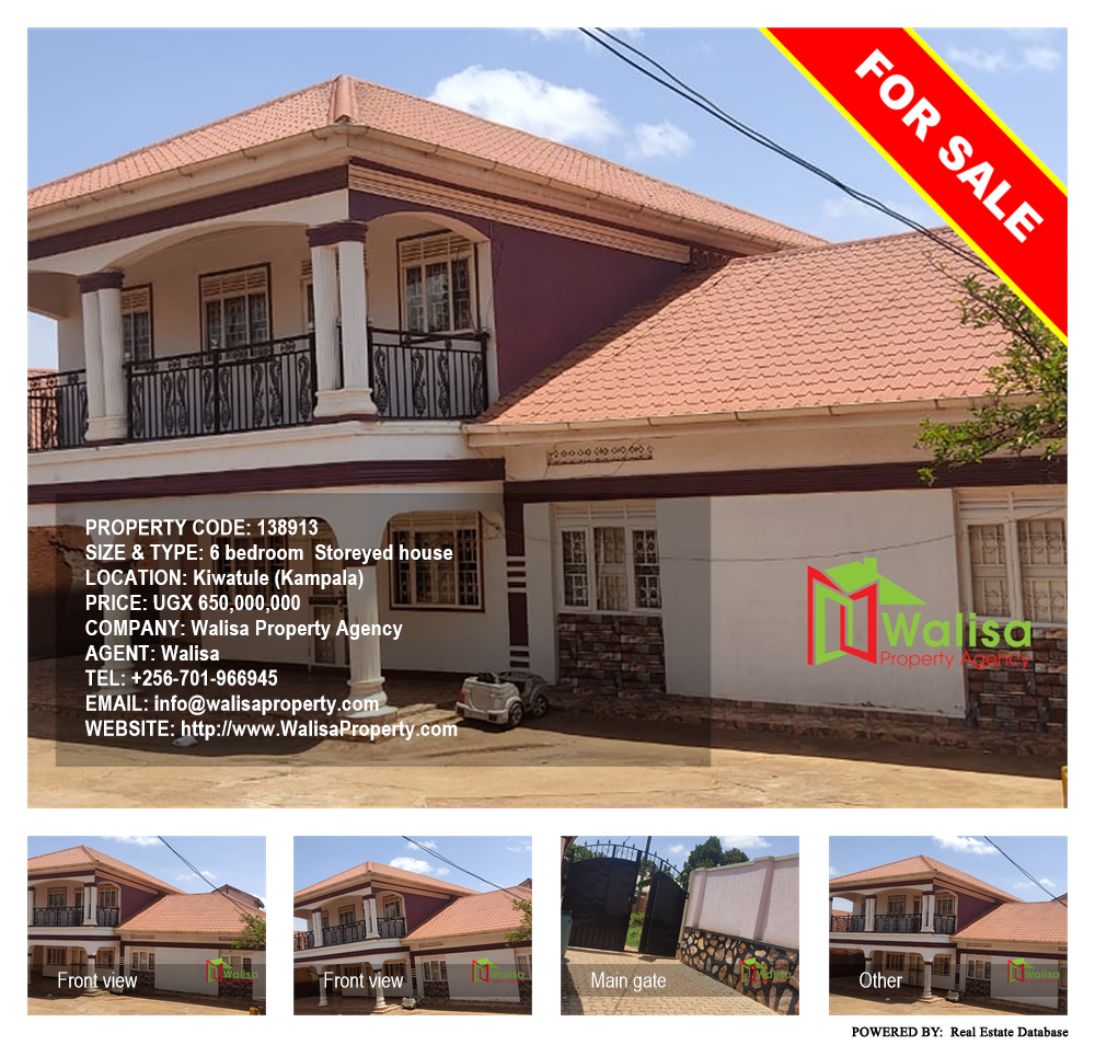 6 bedroom Storeyed house  for sale in Kiwaatule Kampala Uganda, code: 138913