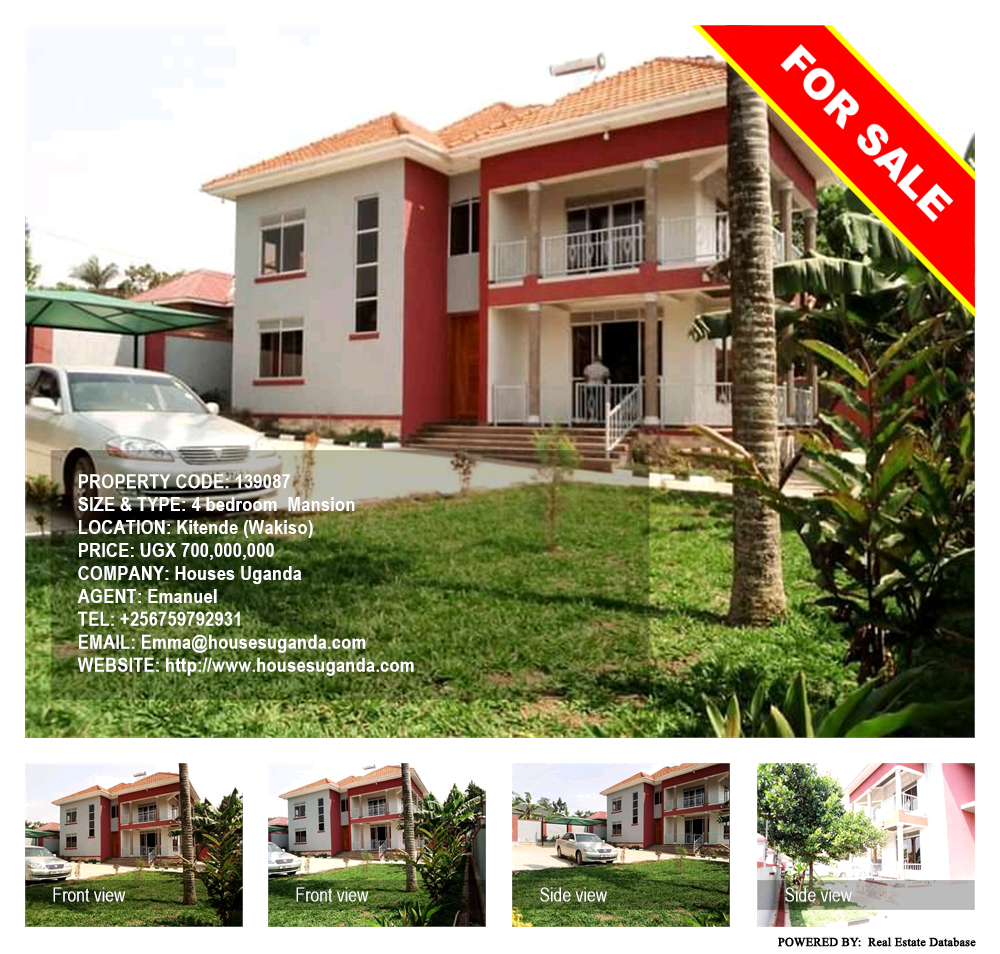4 bedroom Mansion  for sale in Kitende Wakiso Uganda, code: 139087