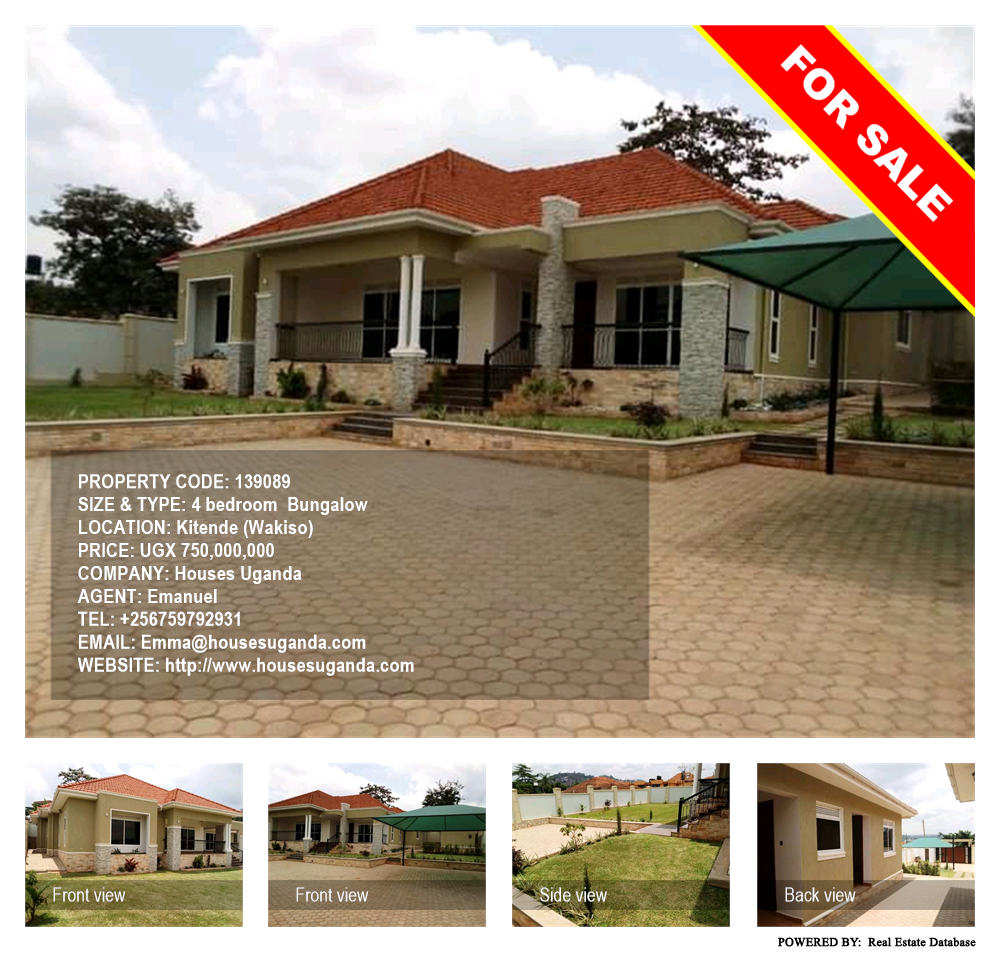 4 bedroom Bungalow  for sale in Kitende Wakiso Uganda, code: 139089