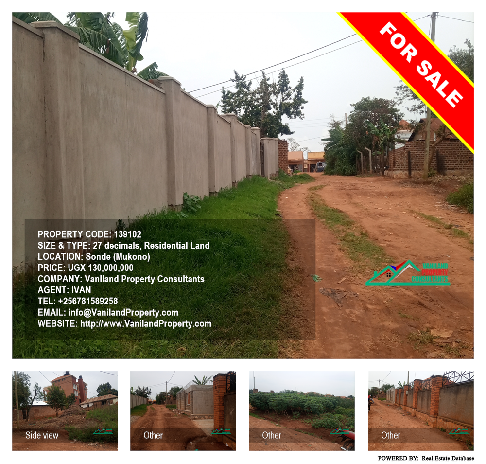 Residential Land  for sale in Sonde Mukono Uganda, code: 139102
