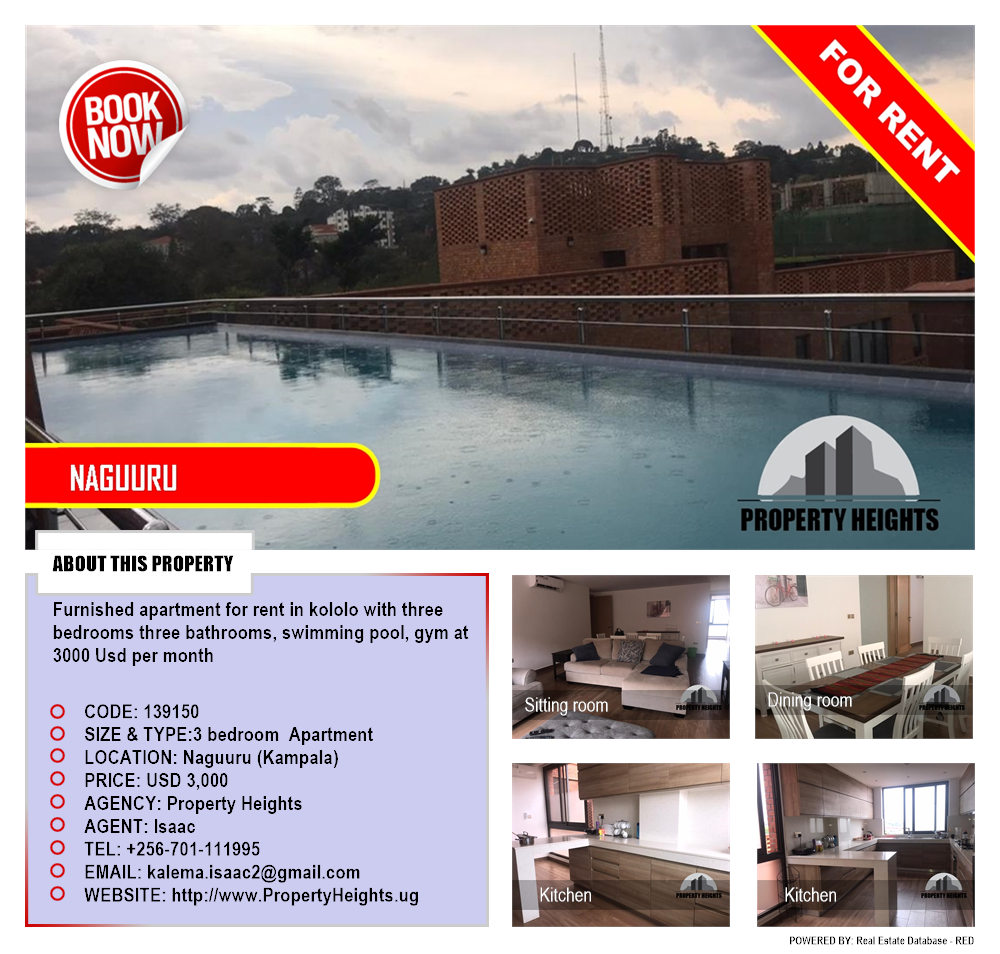 3 bedroom Apartment  for rent in Naguru Kampala Uganda, code: 139150
