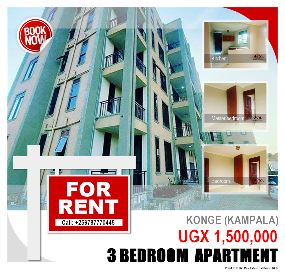 3 bedroom Apartment  for rent in Konge Kampala Uganda, code: 139258