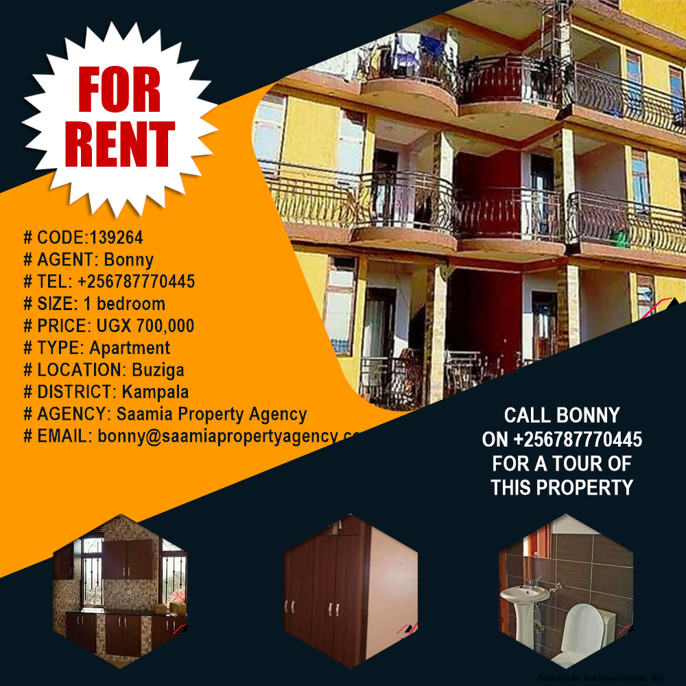 1 bedroom Apartment  for rent in Buziga Kampala Uganda, code: 139264