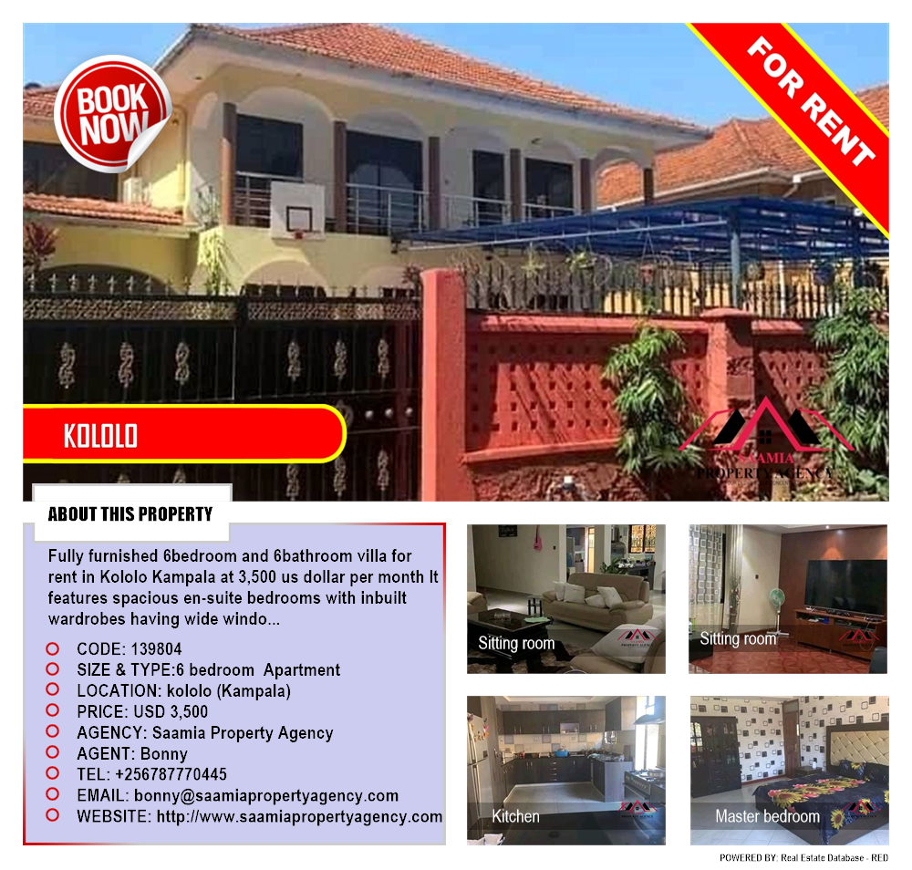 6 bedroom Apartment  for rent in Kololo Kampala Uganda, code: 139804