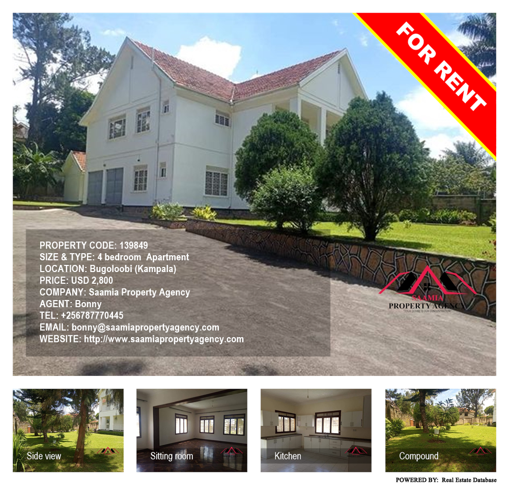 4 bedroom Apartment  for rent in Bugoloobi Kampala Uganda, code: 139849