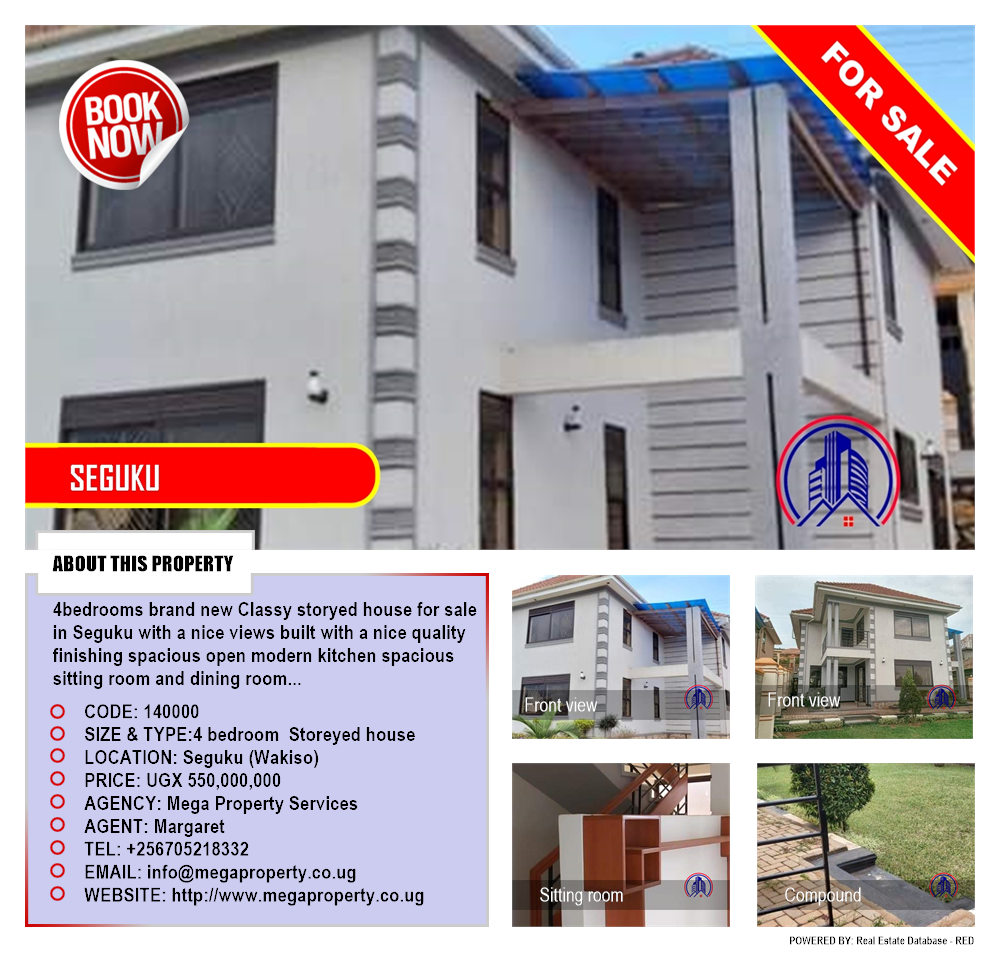 4 bedroom Storeyed house  for sale in Seguku Wakiso Uganda, code: 140000