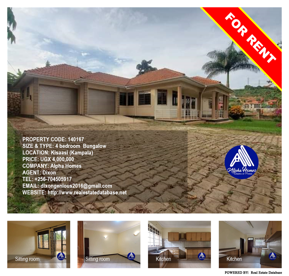 4 bedroom Bungalow  for rent in Kisaasi Kampala Uganda, code: 140167