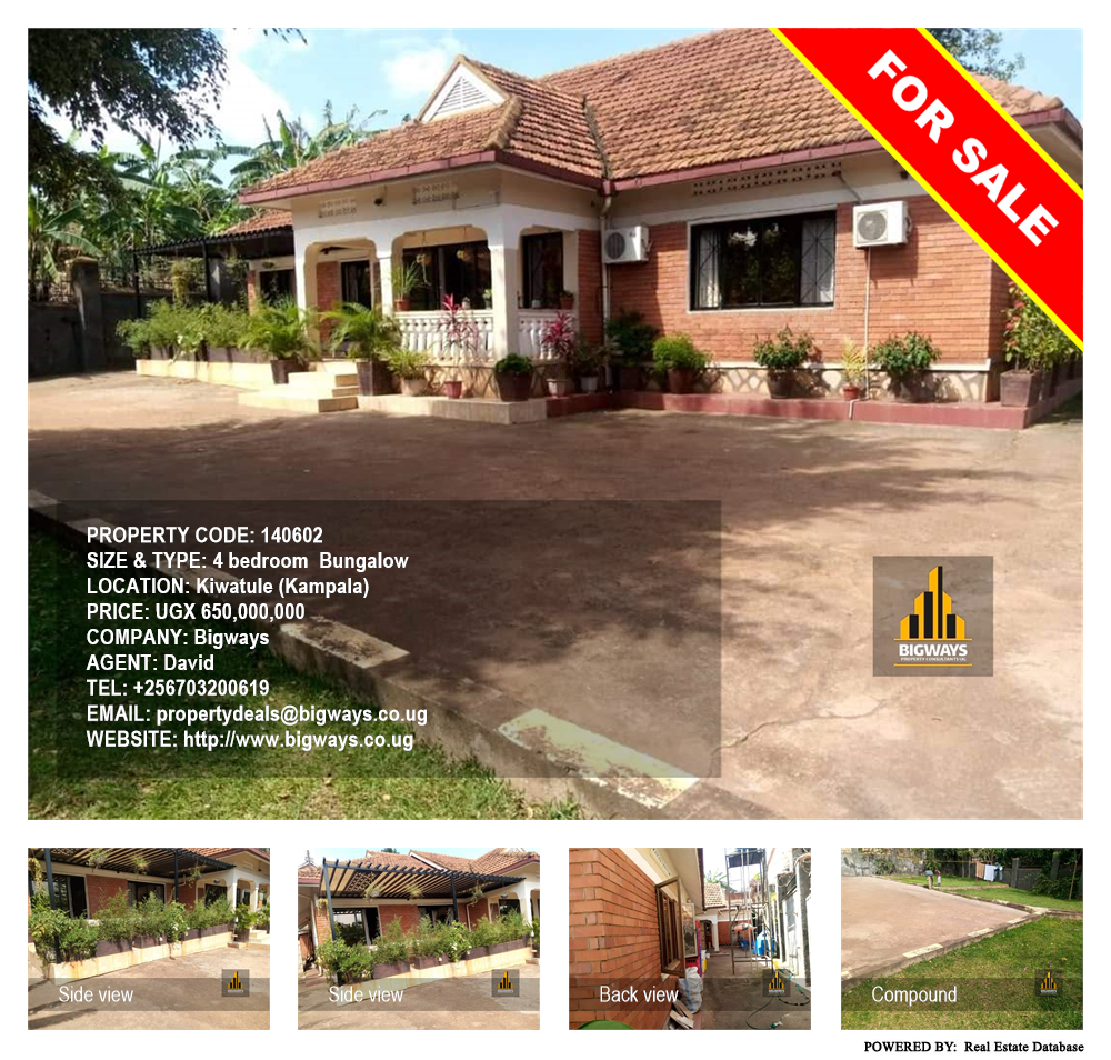 4 bedroom Bungalow  for sale in Kiwaatule Kampala Uganda, code: 140602