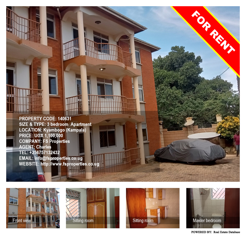3 bedroom Apartment  for rent in Kyambogo Kampala Uganda, code: 140631