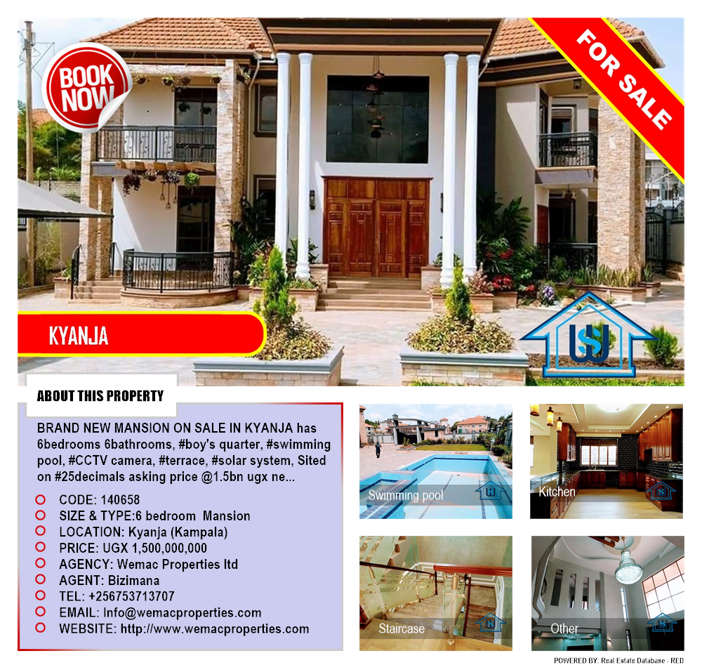 6 bedroom Mansion  for sale in Kyanja Kampala Uganda, code: 140658