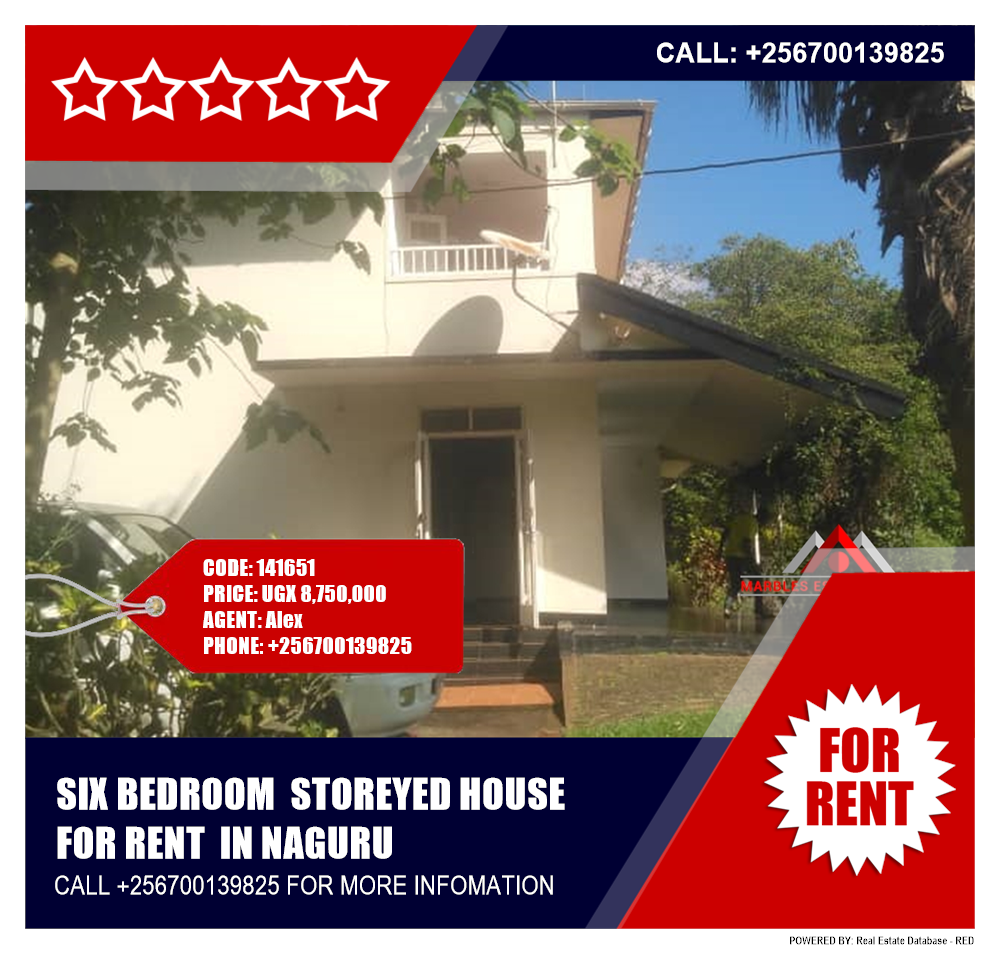 6 bedroom Storeyed house  for rent in Naguru Kampala Uganda, code: 141651