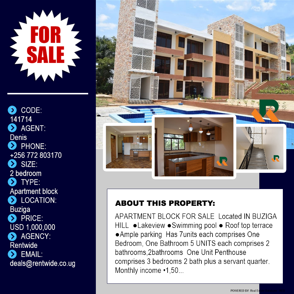 2 bedroom Apartment block  for sale in Buziga Kampala Uganda, code: 141714