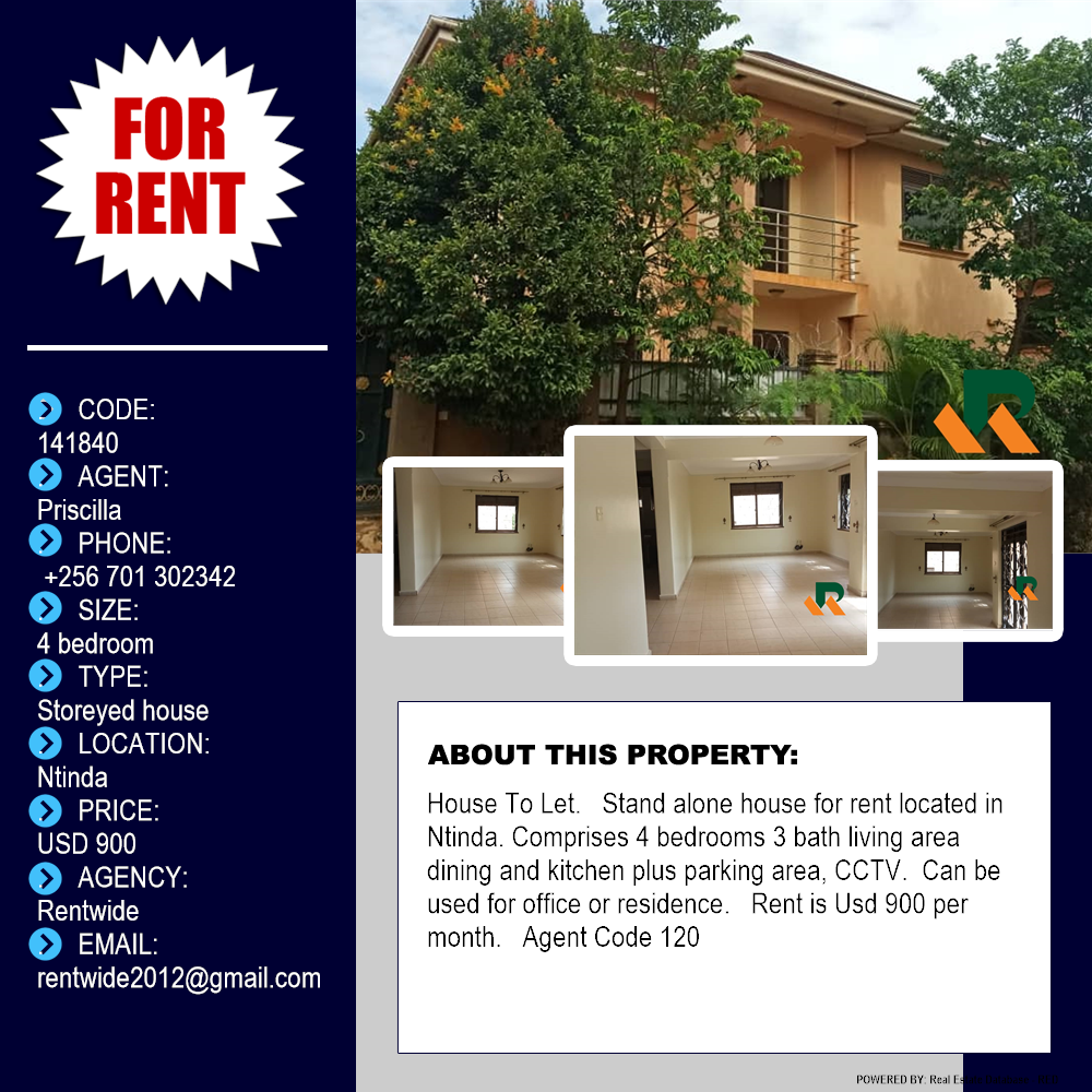 4 bedroom Storeyed house  for rent in Ntinda Kampala Uganda, code: 141840