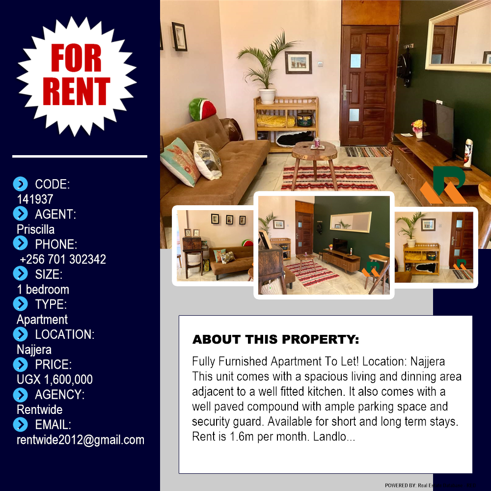 1 bedroom Apartment  for rent in Najjera Wakiso Uganda, code: 141937