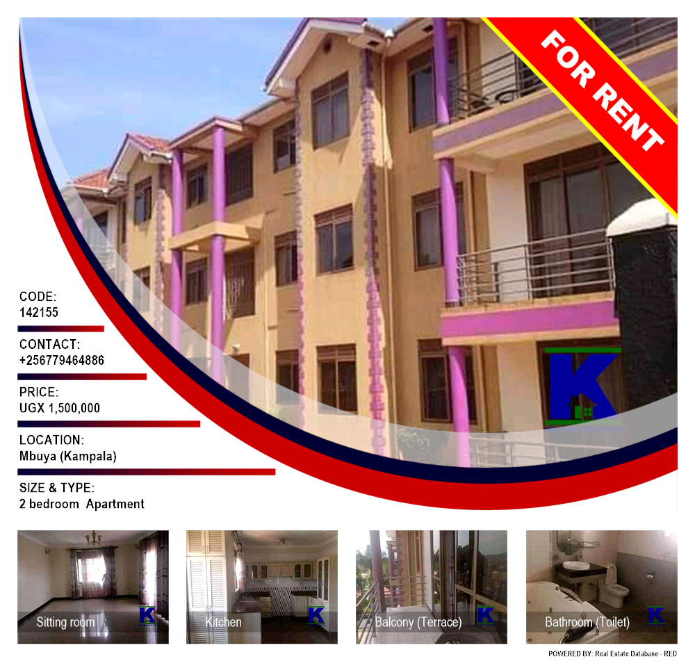 2 bedroom Apartment  for rent in Mbuya Kampala Uganda, code: 142155