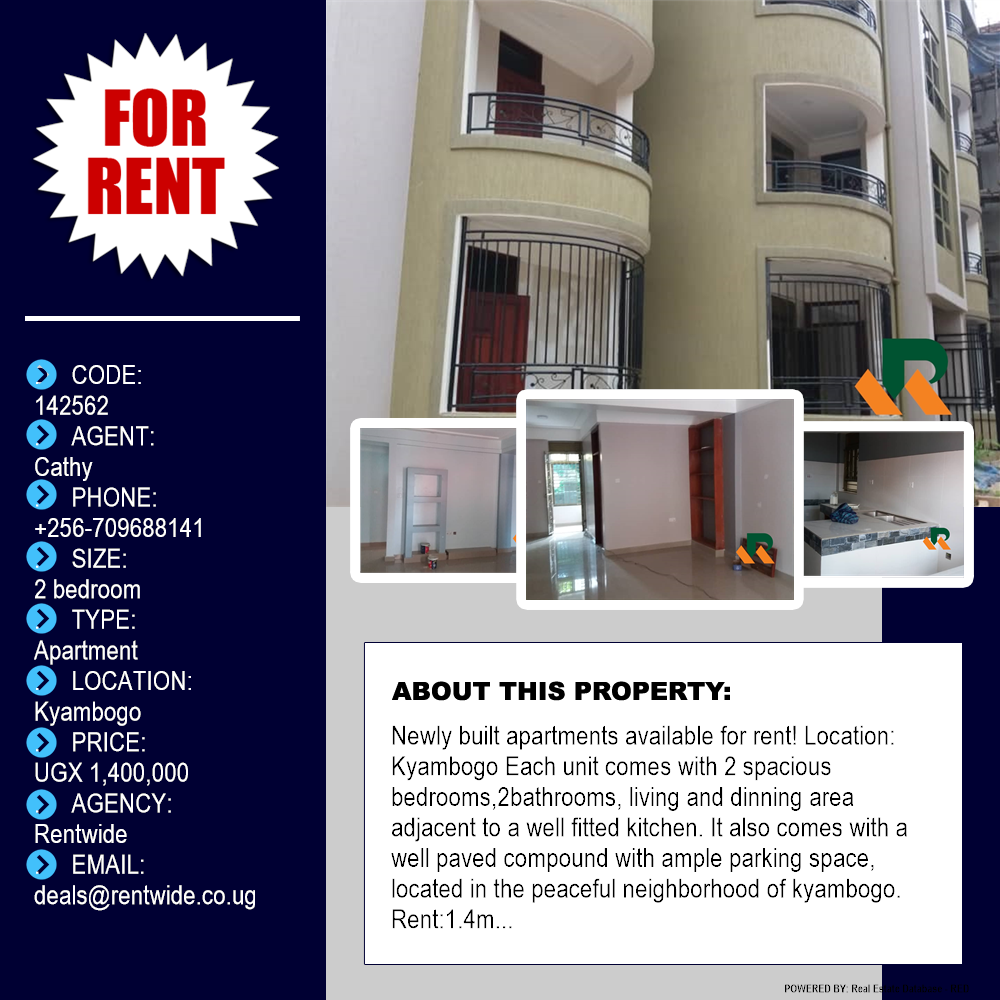 2 bedroom Apartment  for rent in Kyambogo Kampala Uganda, code: 142562
