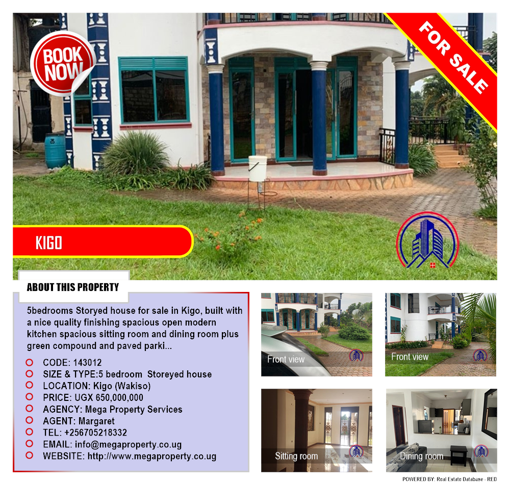 5 bedroom Storeyed house  for sale in Kigo Wakiso Uganda, code: 143012
