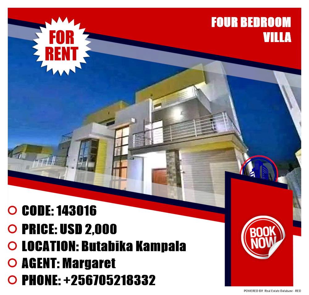 4 bedroom Villa  for rent in Butabika Kampala Uganda, code: 143016