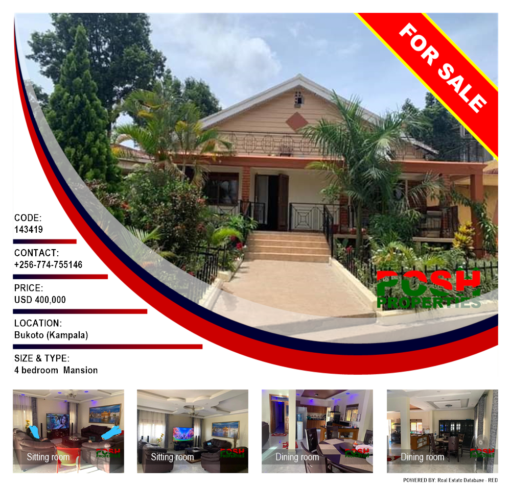 4 bedroom Mansion  for sale in Bukoto Kampala Uganda, code: 143419
