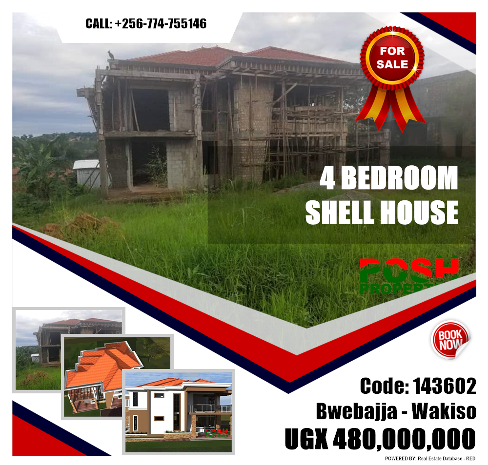 4 bedroom Shell House  for sale in Bwebajja Wakiso Uganda, code: 143602