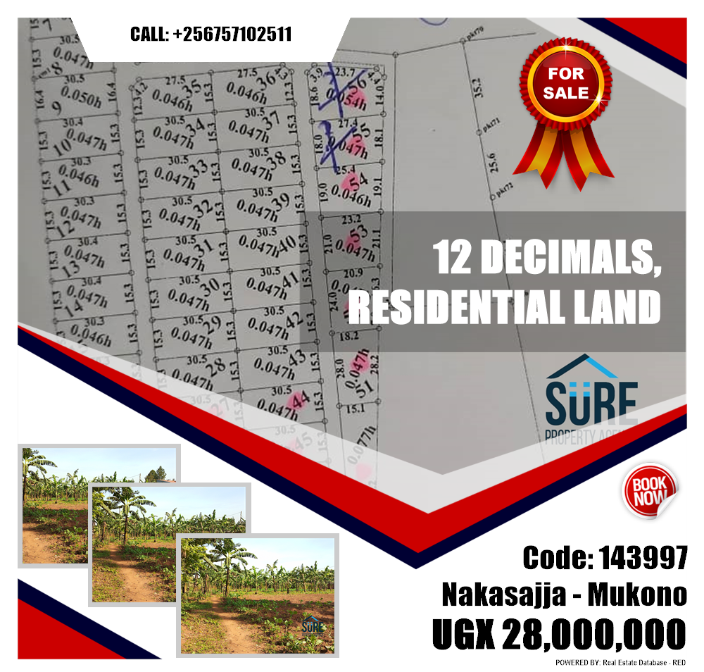 Residential Land  for sale in Nakassajja Mukono Uganda, code: 143997